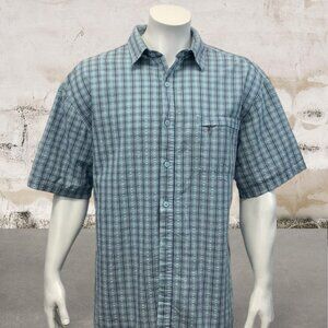REEL LEGENDS Vented Fishing Shirt Blue Plaid Large